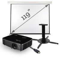HD Cinema Package Rollo Beamer Leinwand 119"